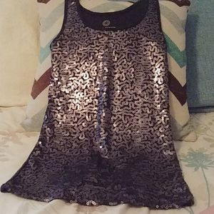Silver sequenced tank top